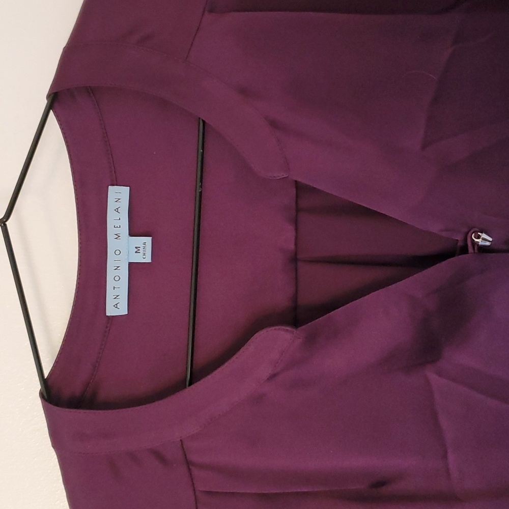 100% Silk Antonio Melani Purple Long Sleeve Blouse - Picture 2 of 6